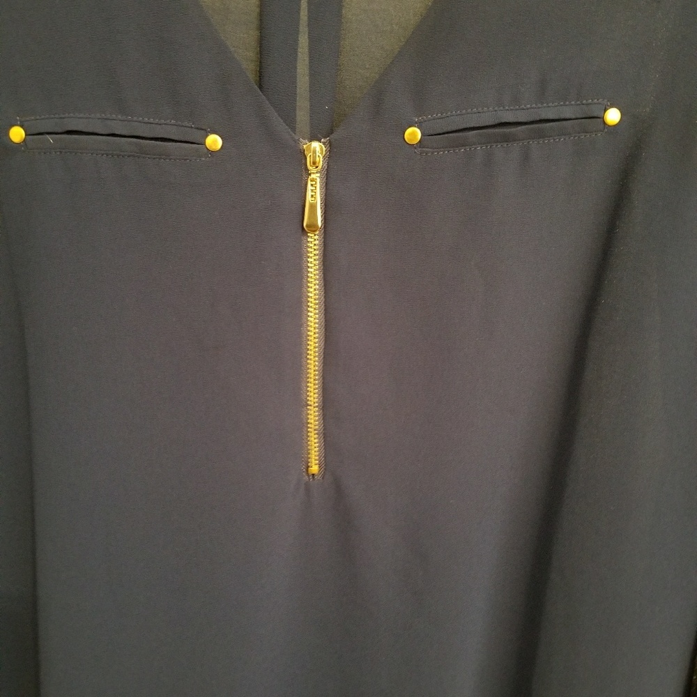 Navy Blue Naked Zebra Long Sleeve Blouse